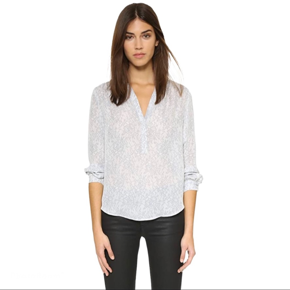 Joie Carita Silk Lace Print Blouse Size Medium